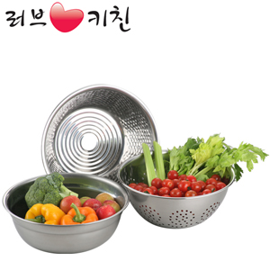 러브키친 명품깊은믹싱볼3P세트(양푼이28cm,쌀함박26cm,타공채반24cm)