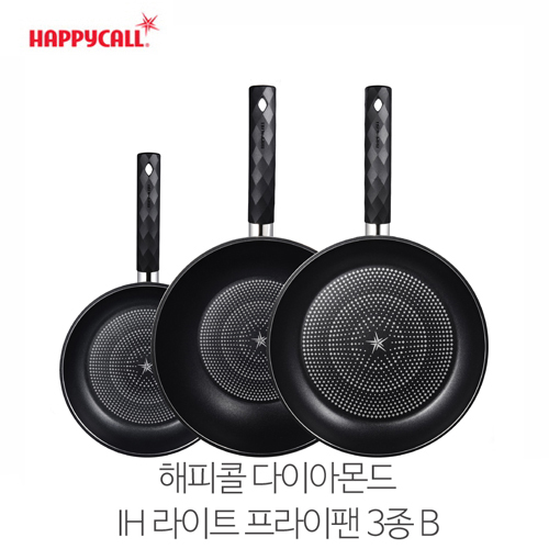 해피콜 다이아몬드 IH 라이트 프라이팬 3종B(IH 프라이팬 20cm, 26cm, IH 궁중팬 26cm)