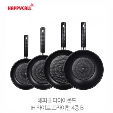 해피콜 다이아몬드 IH 라이트 프라이팬 4종B(IH 프라이팬 20cm, 24cm, 26cm, IH 궁중팬 26cm)