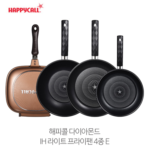 해피콜 다이아몬드 IH 라이트 프라이팬 4종E(IH 프라이팬 20cm, 28cm, IH 궁중팬 28cm, 다용도 양면팬)