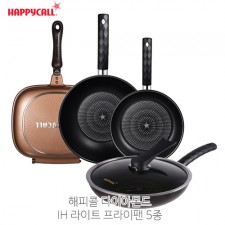 해피콜 다이아몬드 IH 라이트 프라이팬 5종(IH 프라이팬 20cm, 28cm, IH 궁중팬 28cm, , 유리뚜껑 28cm, 다용도 양면팬)