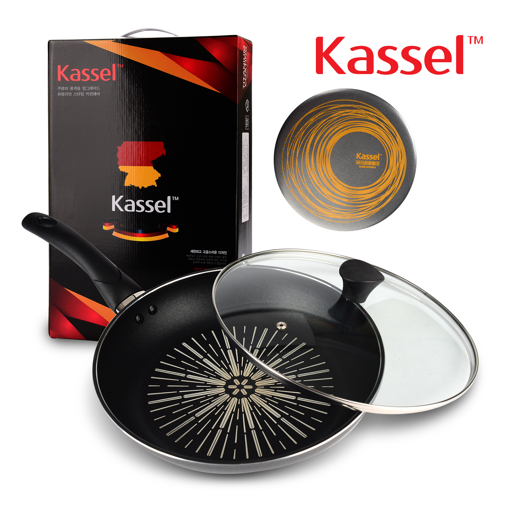 [Kassel ] 카셀 단조형 티타늄 후라이팬 28cm + 유리뚜껑