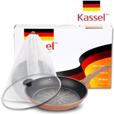 [Kassel ]카셀 티타늄코팅  실리콘 손잡이 후라이팬 28cm + 유리뚜껑