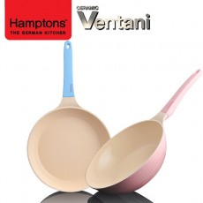 [Hamptons]독일 햄튼 벤타니 세라믹 후라이팬 2종 세트 HTV-V2FPS /28CM(원형-블루)+28CM(궁중-핑크)
