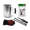 카엔 캠핑 착화세트 KSS3002 왕대형차콜스타터+숯집게+착화제12알입 1봉+롱라이터+화염장갑