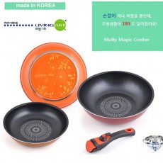 [리빙아트] 플라워 매직핸즈 4PCS 다이아몬드 후라이팬 세트, lhs-m004p