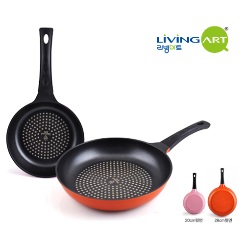 [리빙아트] 자이언트 다이아몬드팬 2종 (애그팬20Cm(핑크),후라이팬28Cm(오렌지)), lhs-7002se