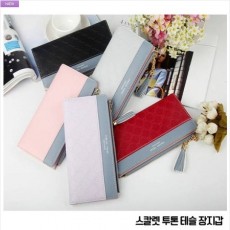 스칼렛 투톤 테슬 장지갑