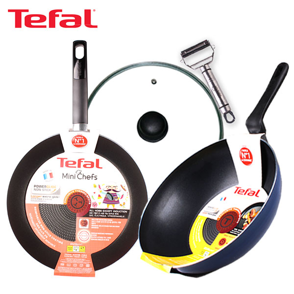 [테팔] 멕시칸 프라이팬 28cm+파워 블루 멀티팬 28cm+유리뚜껑 28cm+멀티필러 TFC-MC8PBWGMP