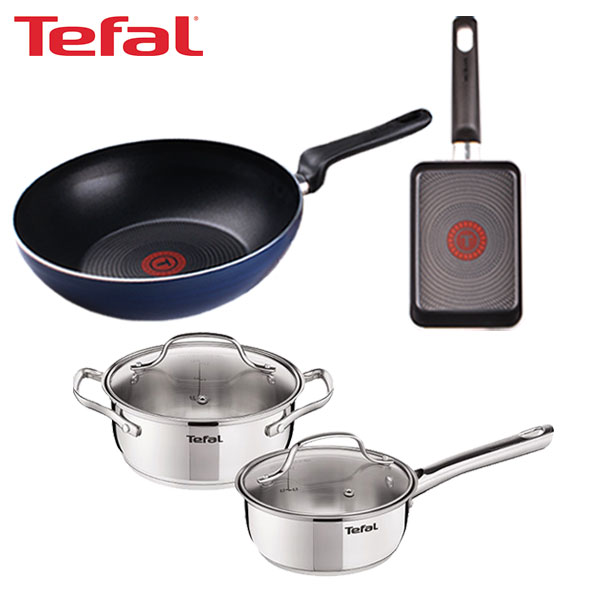 [테팔] 스텐 냄비 스페셜 2종세트+파워 블루 멀티팬 28cm+사각 에그팬 12*18cm TFC-LES6P8PBWEPS18