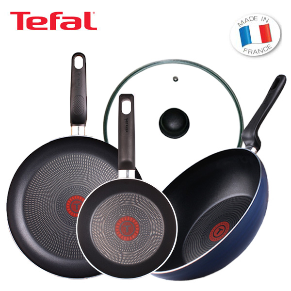 [테팔] 쿡이지 프라이팬 28cm+파워 블루 멀티팬 28cm+미니팬 18cm+유리뚜껑 28cm TFC-CE8PBWGEP18
