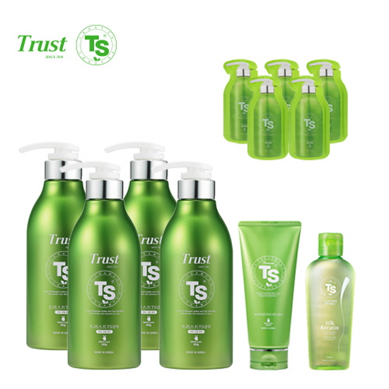 [TS샴푸] 트러스트 TS 샴푸 500ml×4개+프리미엄 TS 트리트먼트 200ml+TS 실크 케라틴 헤어 에센스 170ml+프리미엄 샴푸 6ml×5개