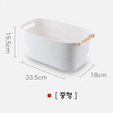 우드 손잡이 장난감 소품 정리 바구니 중형