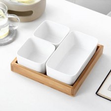 사각 분할 디저트 접시 소스 그릇 대형