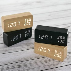플라이토 우드 온습도 LED 탁상시계