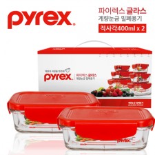 파이렉스 유리밀폐용기 직사각 400ml 2조(4p)세트
