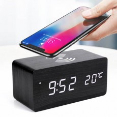 플라이토 무선충전 우드 LED 탁상시계