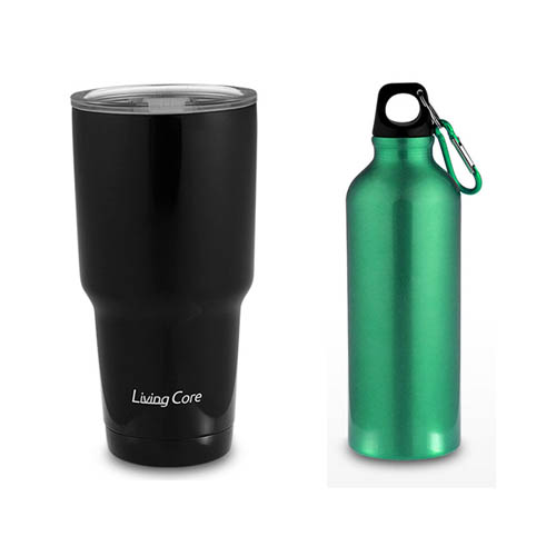 리빙코아 대용량 텀블러 900ml (블랙) + 스포츠 보틀 500ml (랜덤)