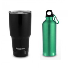 리빙코아 대용량 텀블러 900ml (블랙) + 스포츠 보틀 500ml (랜덤)