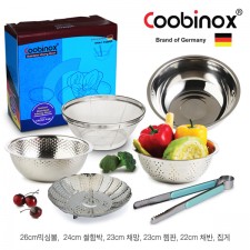 [쿠비녹스] 믹싱볼 쌀함박 채망 채반 찜판 찝게 6종세트 (co-1128)