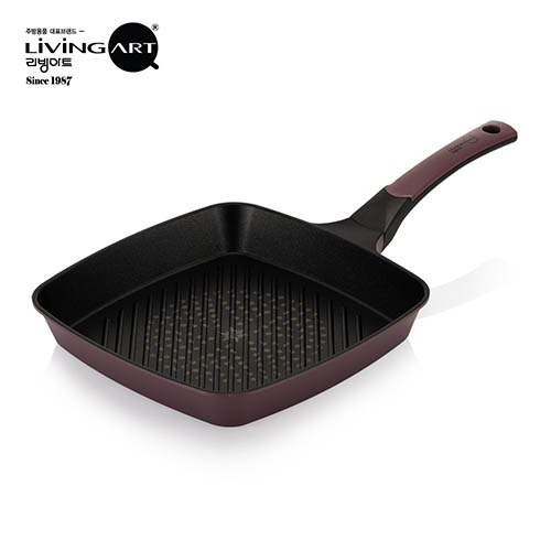 [리빙아트] 다이아몬드 코팅 사각 후라이팬 28cm