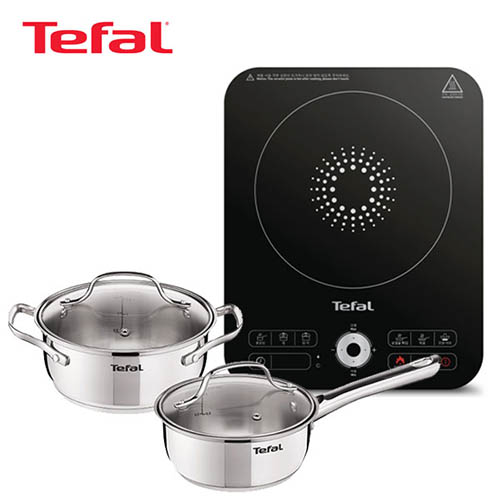 [테팔] 스피디 1구 인덕션 레인지+스텐냄비 2종 세트(편수 16+양수 18cm) IH7218LES6P8