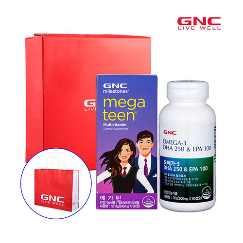 GNC 청소년건강세트(메가틴 90정 90일분 * 오메가3 DHA250&EPA100 60캡슐 30일분)