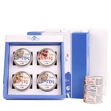 전남완도 저염식 특허간장 남해애찬 실속선물세트2호(꼬마전복100g*2개+소라100g+꼬막100g)(캔)