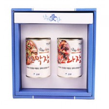 전남완도 저염식 특허간장 남해애찬 알찬선물세트1호(캔)(소라400g+꼬막400g)