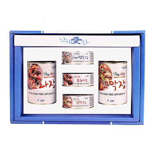 전남완도 저염식 특허간장 남해애찬 종합선물세트1호(캔)