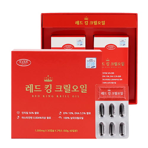 [에버그린] 레드킹크릴오일 - 남극 크릴오일100% [1,000mg X 30캡슐]X2박스