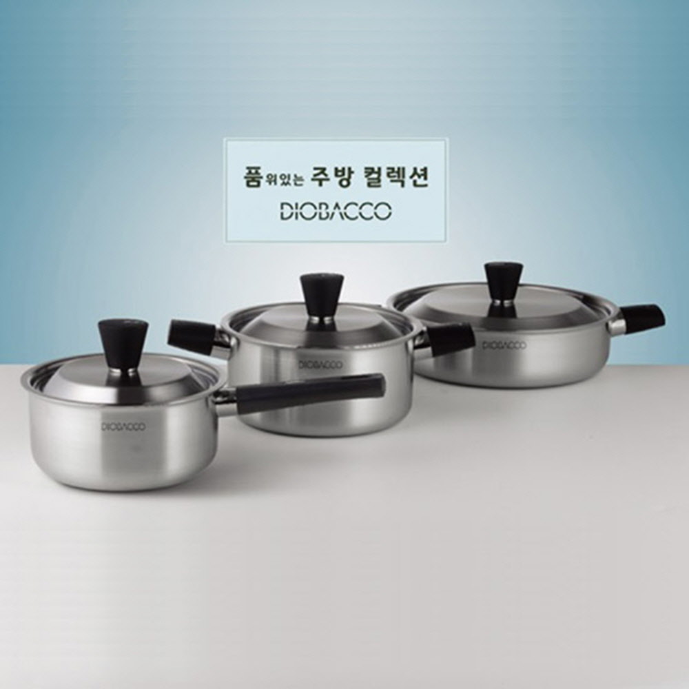 [리빙아트] 디오바코 POSSD 스텐냄비 3종(16cm 편수, 18cm 양수, 24cm 전골) IH사용 가능