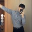 남성 슬림핏 반폴라 긴팔 니트티