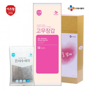 CJ이츠웰 고무장갑,수세미2종세트 01873