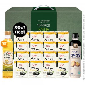 소문난광천 일등 들기름 재래김16봉 킹프리미엄 현미유500ml 탑셰프 전복간장(3종)