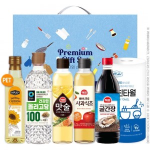 감사혼합세트6종11호(탑셰프페트해바라기유,청정원올리고당,해표맛술,해표사과식초,해표굴간장,롤타입키친타올)