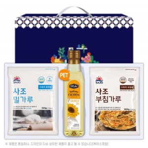 탑셰프페트해바라기유 사조밀가루500g 부침가루500g(3종)트레이