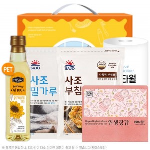 탑셰프페트해바라기유 사조밀가루500g 부침가루500g 정사각위생장갑 키친타올(5종)